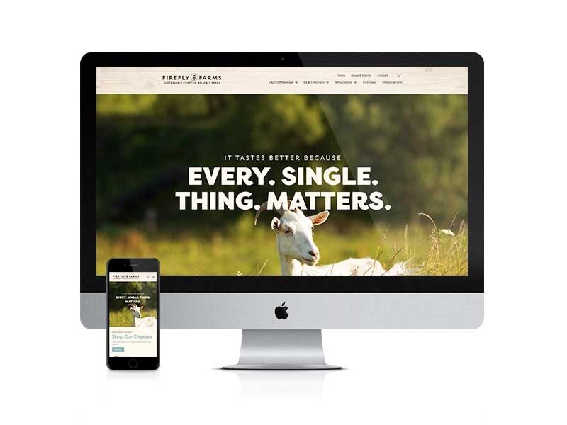 Mobile and desktop design of the Firefly Farms website